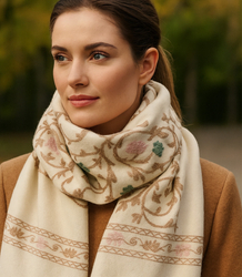 Women's patterned shawl with tassels 