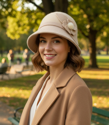 Women's hat cloche patch flower