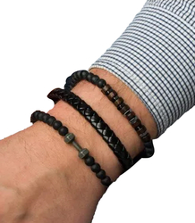 Set of men's bracelets natural stone