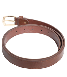 Smooth women's eco leather belt with gold buckle 2.3 cm