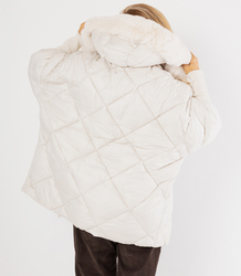 Kurtka zimowa oversize z kapturem i futerkiem NORDIC PUFF