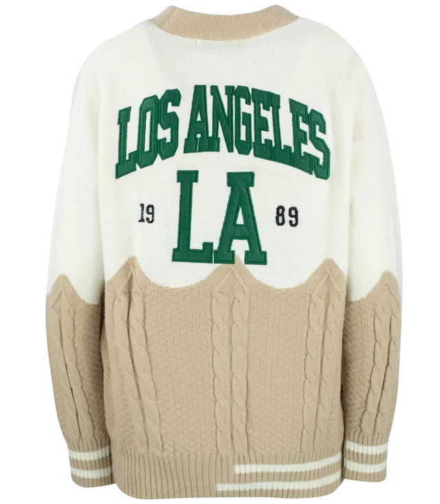 Sweter kardigan z naszywkami Los Angeles