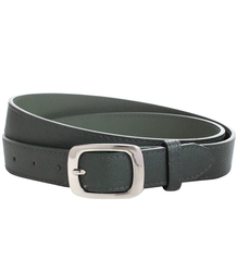 Smooth women's eco leather belt with silver buckle 3 cm