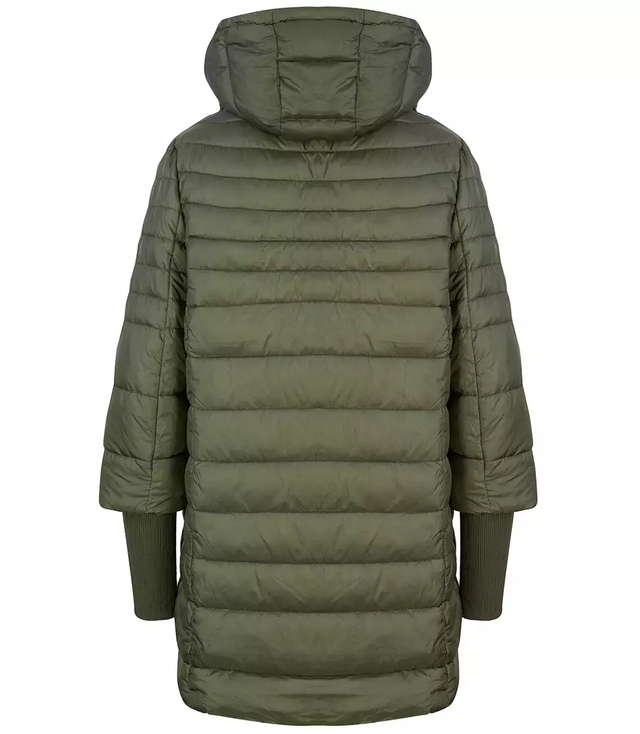 Warm quilted jacket with a drawstring hood and sleeves