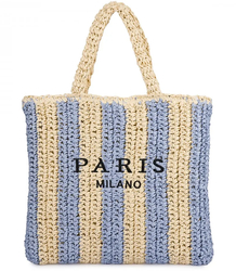 Large plaid shoper bag with vertical stripes with PARIS lettering