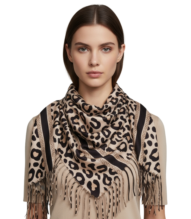 Fashionable scarf panther scarf elegant scarf with tassels