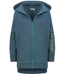 Warm thick sweatshirt with zipped hood pocket