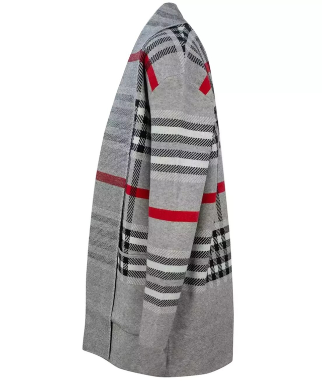 WARM Sweater. Checkered cardigan overlay