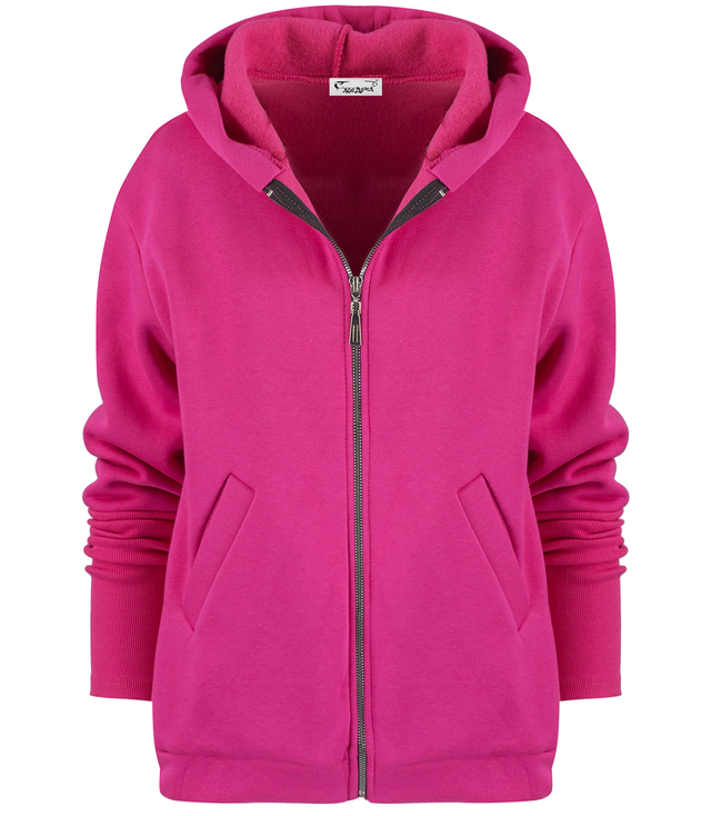 Warm women's short sweatshirt one-color basic with hood RENATA