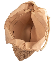 Large round straw beach bag, fully woven