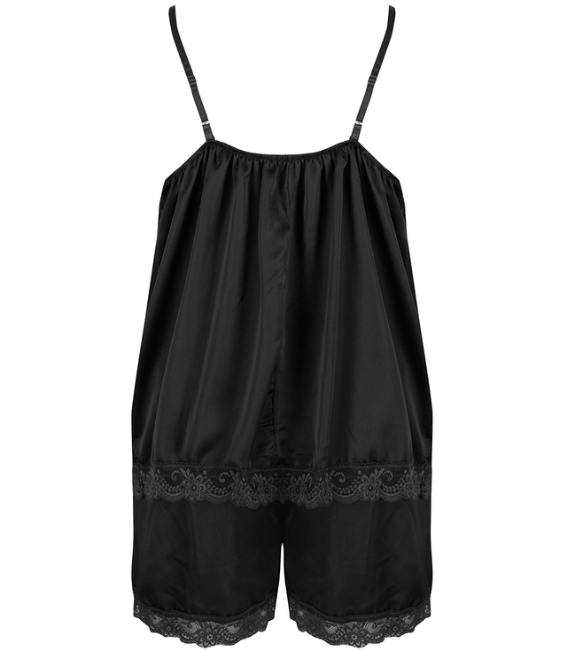 Satin pajama set with lace shorts top petticoat