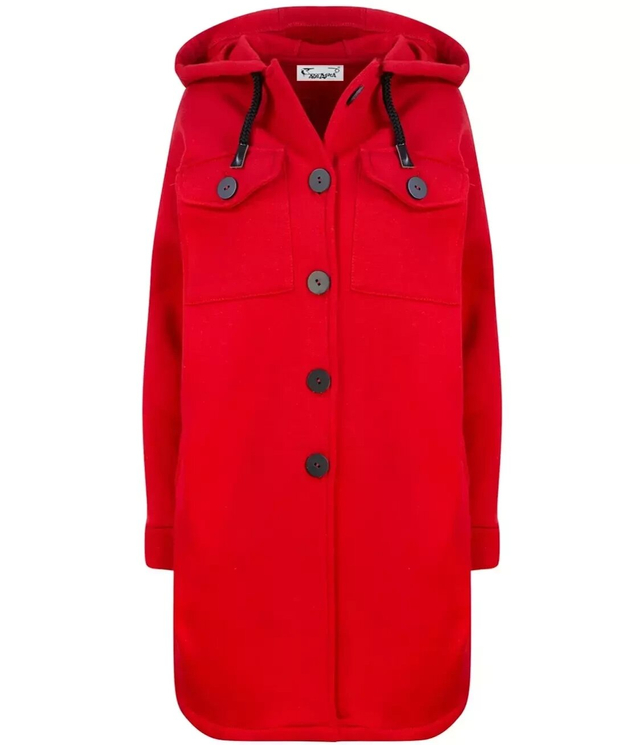 Warm long sweatshirt cotton shirt jacket