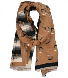 Warm stylish scarf ombre pattern with letter D soft smooth 180x65 cm