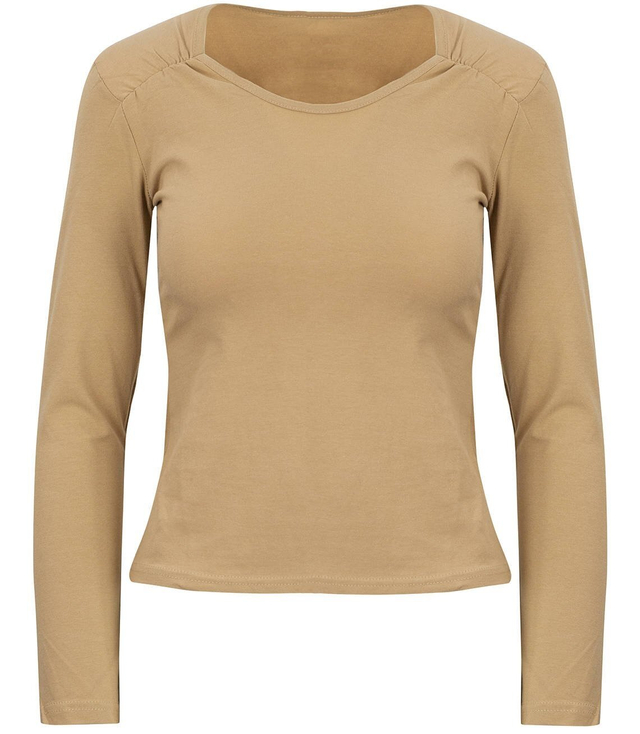 BASIC smooth blouse T-shirt long sleeve COTTON