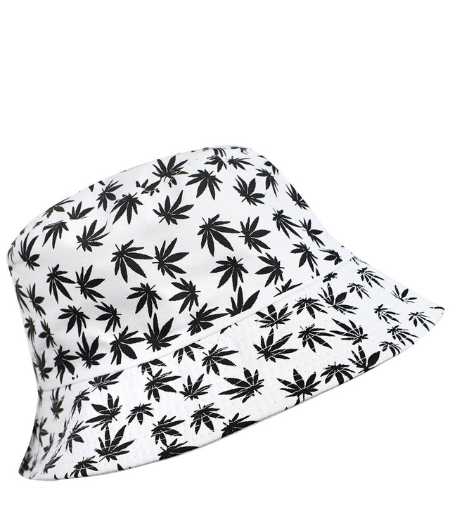 Reversible BUCKET HAT with leaves print