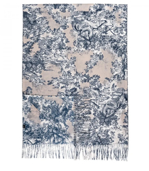 Women's scarf with floral motif and tassels elegant