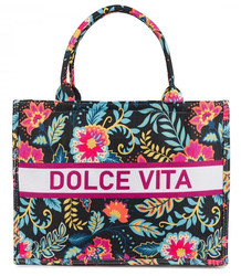 Large colorful shopper bag with DOLCE VITA lettering