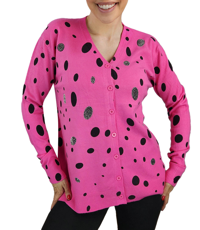 Short polka dot and zircon sweater LIZA