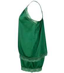 Satin pajama set with lace shorts top petticoat