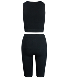 Sporty, ribbed set of short leggings + top with wide straps MISSY