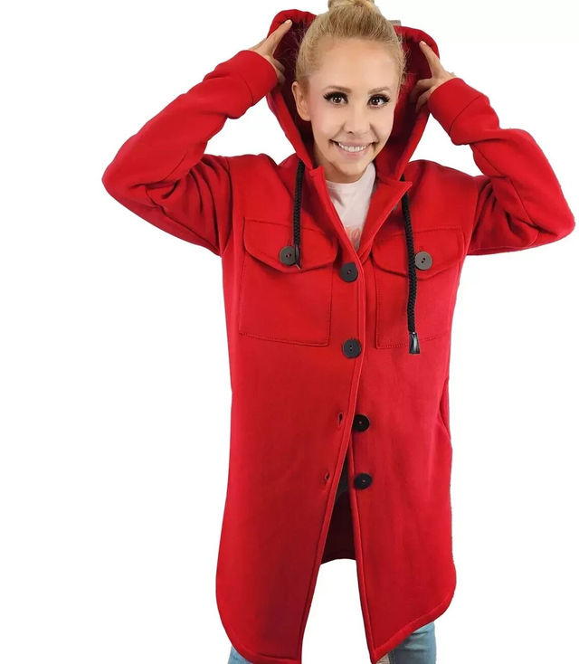 Warm long sweatshirt cotton shirt jacket