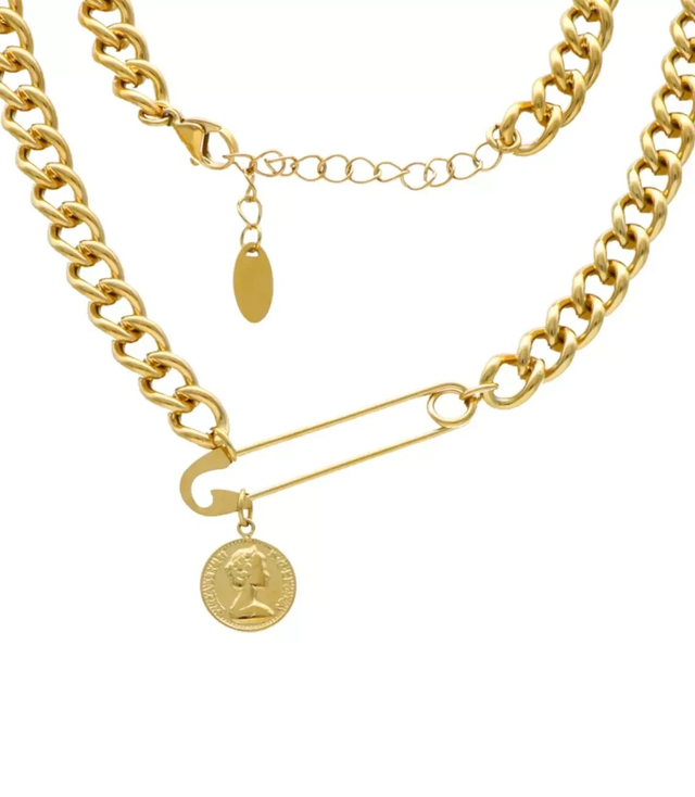 Necklace pendant gold steel adjustable pendant