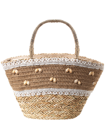 Mega large summer bag braided basket with shell lining