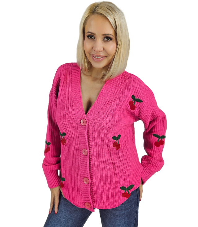 Warm and cozy women's sweater with cherries in autumn LARAMIE