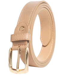 Smooth women's eco leather belt with gold buckle 2.3 cm