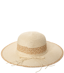 Women's gold thread straw hat with large brim