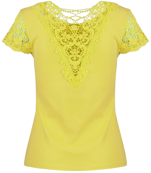 Short-sleeved T-shirt blouse decorated with lace LUIZA