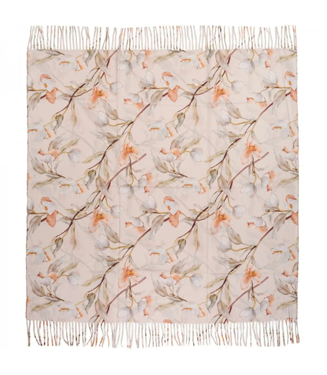 Elegant floral shawl scarf with tassels