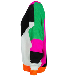 LINDA women's sweater with colorful twill stripes