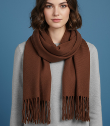 Elegant scarf with tassels in one color