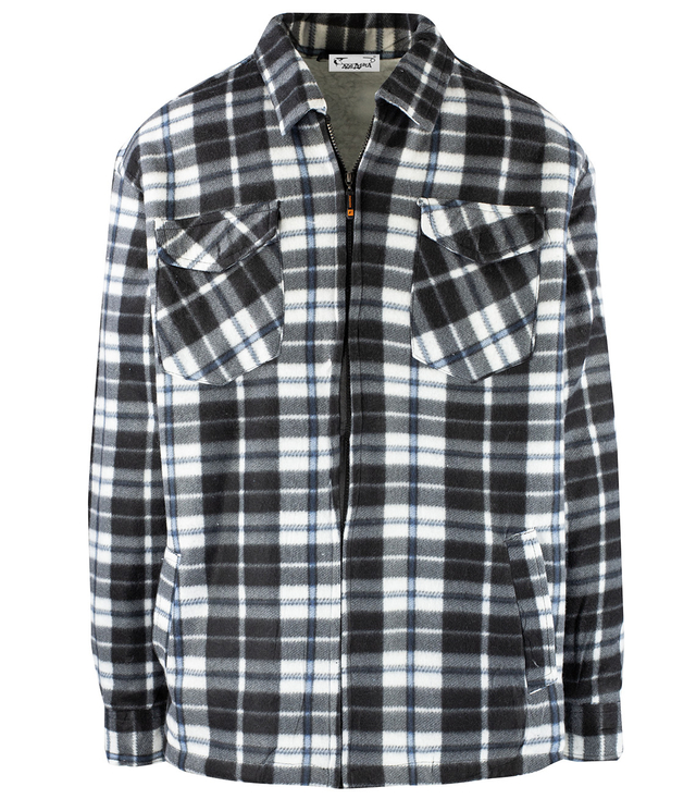 Warm fleece checked men's shirt insulated with faux fur