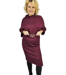 Knitted midi dress with belt and bat sleeves ALENA