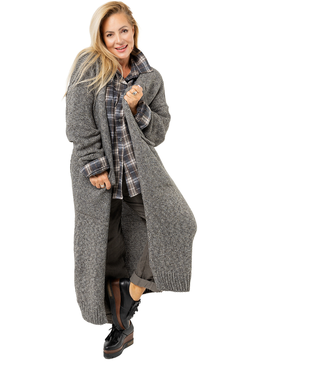 Long warm melange cardigan AURORA