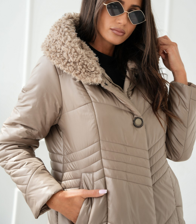 Long elegant quilted insulated women's winter coat MARIA