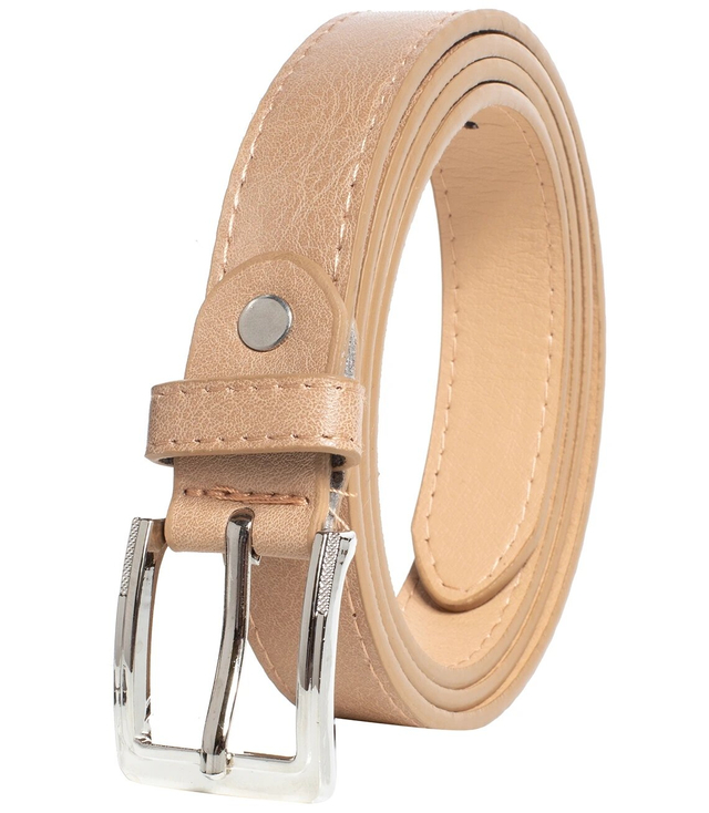 Smooth women's eco leather belt with silver buckle 2.3 cm