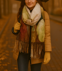 Square shawl scarf for women with tassels AGRAFKA