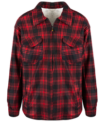 Warm fleece checked men's shirt insulated with faux fur