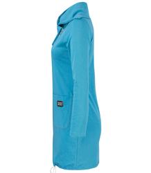 Thin long sweatshirt with a diagonal zipper and a BEATA neck warmer