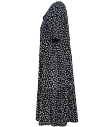 Trapezowa letnia sukienka w biały print MIDI
