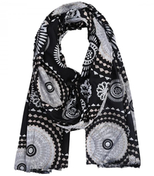 Warm stylish scarf geometric circle pattern soft smooth 180x75 cm