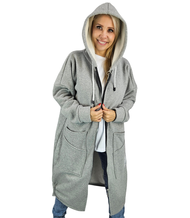 Long women's hoodie. Warm, nice material. Zipper BETH