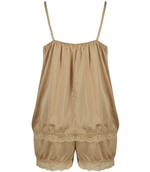 Satin pajama set with lace shorts top petticoat