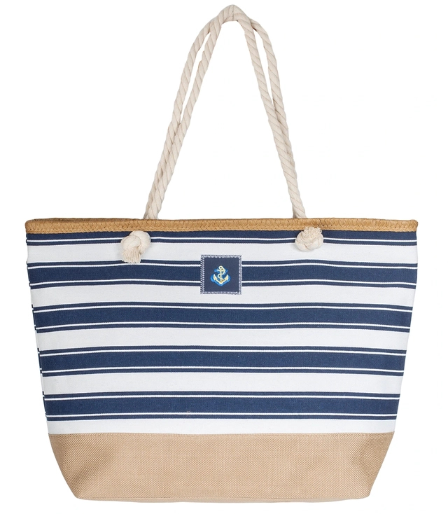 Mega large summer beach bag with stripes