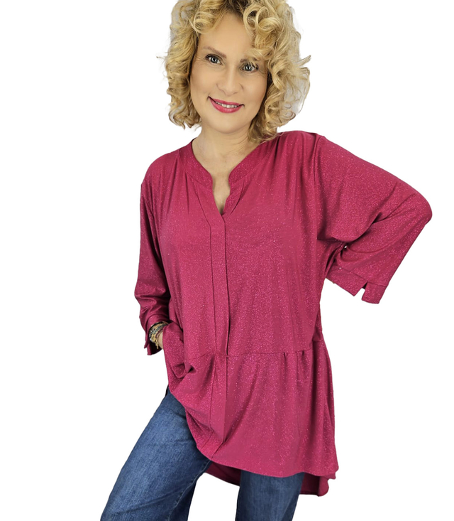 Elegant oversize Brocade tunic shirt with longer back NEVADA