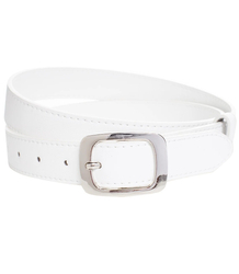 Smooth women's eco leather belt with silver buckle 3 cm