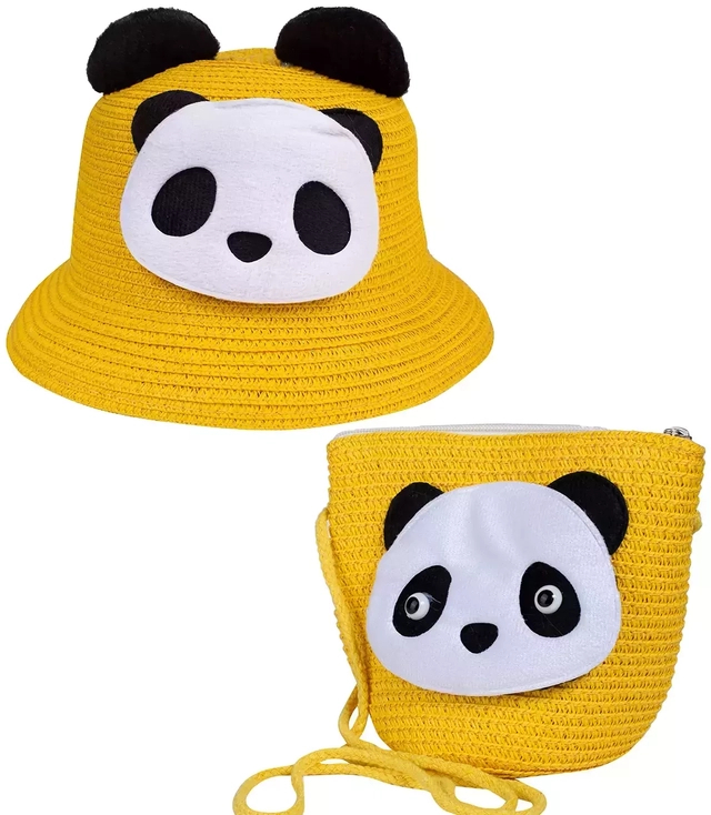 Set of braided panda ears hat + handbag